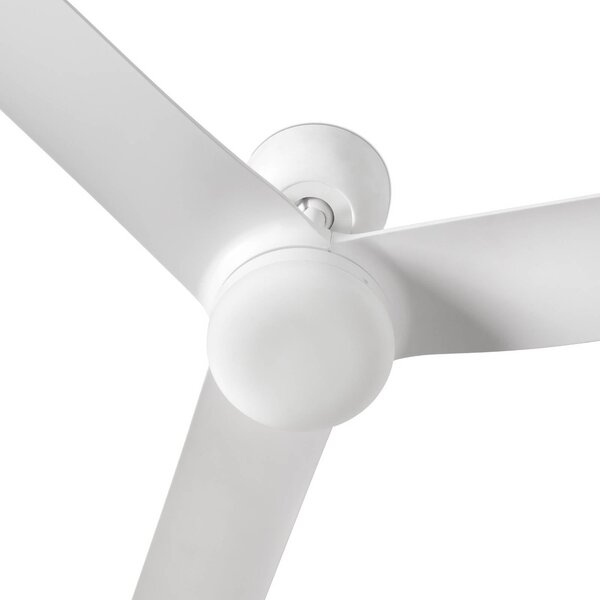 FARO BARCELONA LED stropní ventilátor Punt M, bílý, DC, tichý, Ø 130 cm,, stmívatelný, Bílá / opál, Obývací pokoj / jídelna, kov, Moderní