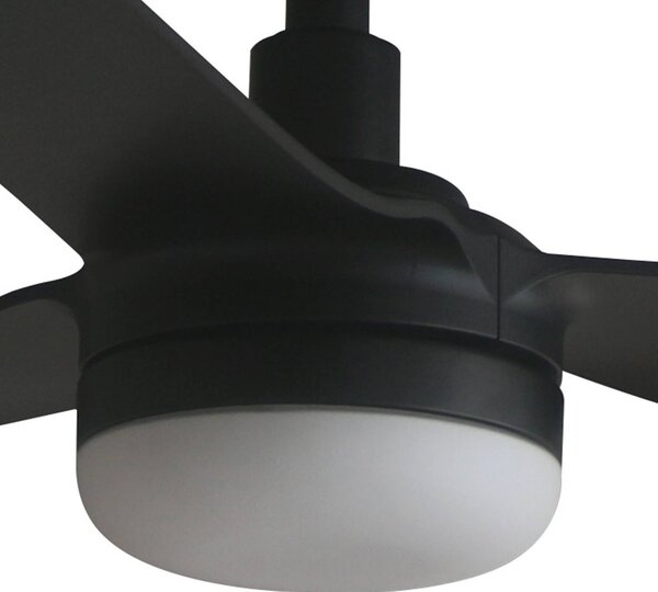 FARO BARCELONA LED stropní ventilátor Punt M, černý, DC, tichý, 130 cm,, stmívatelný, Černá, Obývací pokoj / jídelna, kov, Moderní