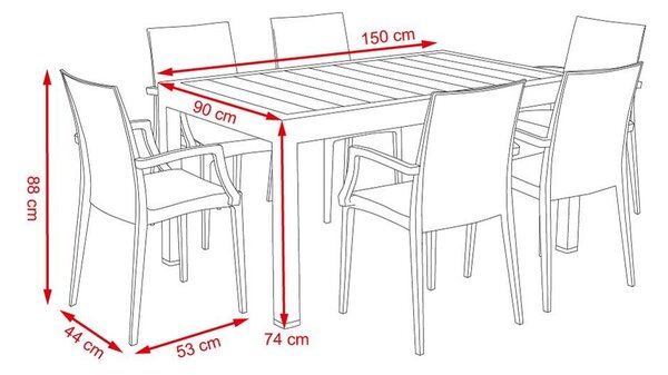 Avenberg Set zahradního nábytku 7-dílný Saona, hnědá