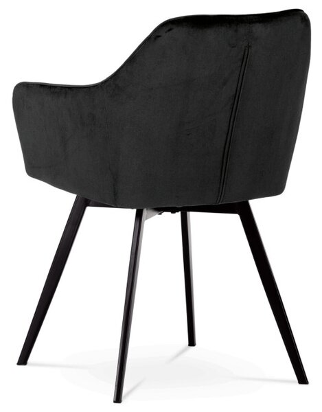 Jídelní židle sametová, černá DCH-425 BK4