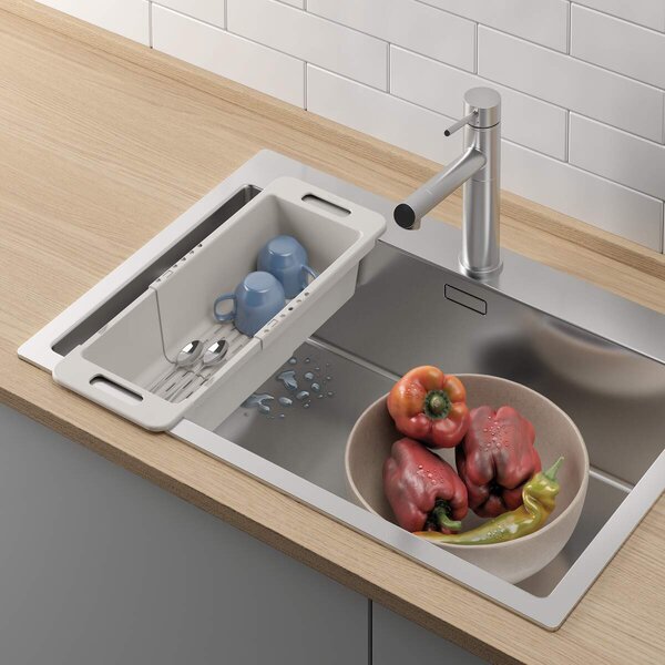 METALTEX Nastavitelný odkapávač, posuvný organizér do dřezu - DRAINFLEX, 35 - 52 cm