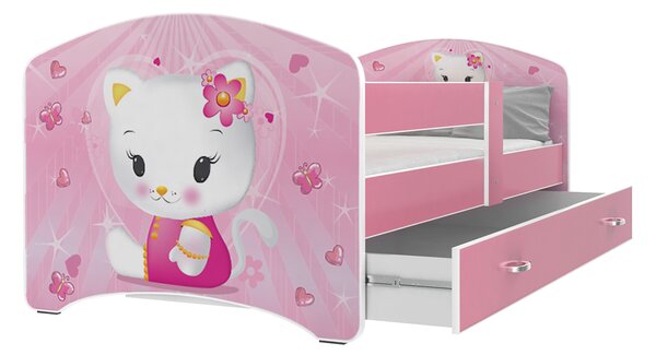 Dětská postel LUCY se šuplíkem - 160x80 cm - HELLO KITTY