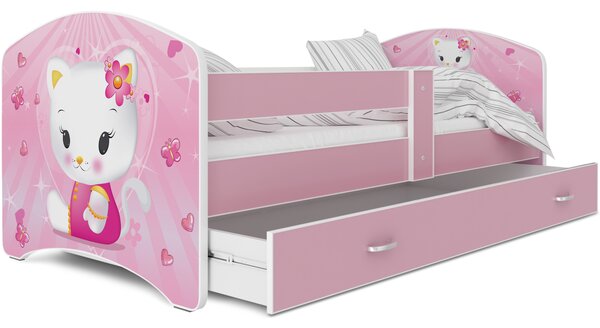 Dětská postel LUCY se šuplíkem - 160x80 cm - HELLO KITTY