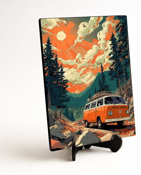DUBLEZ | Retro obraz Volkswagen T2 - Dárek pro cestovatele | UV tisk, Premium