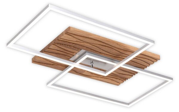 Elobra LED stropní svítidlo Atacama S, dub/kov, dřevo, stmívatelný, Světlé dřevo, Obývací pokoj / jídelna, Dřevo, Moderní