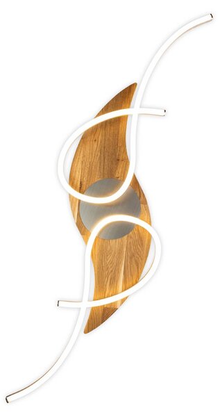 Elobra LED stropní svítidlo Panama curved, dub/nikl, délka 128 cm, stmívatelný, Světlé dřevo, Obývací pokoj / jídelna, Dřevo, Moderní