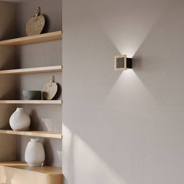 Elobra LED nástěnné světlo Chile S, dub/granit, výška 15 cm, stmívatelné, stmívatelný, Světlé dřevo, Obývací pokoj / jídelna, Dřevo, Moderní