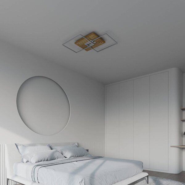 Elobra LED stropní svítidlo Inka S, délka 50 cm, světlé dřevo, stmívatelné, stmívatelný, Světlé dřevo, Obývací pokoj / jídelna, Dřevo, Moderní