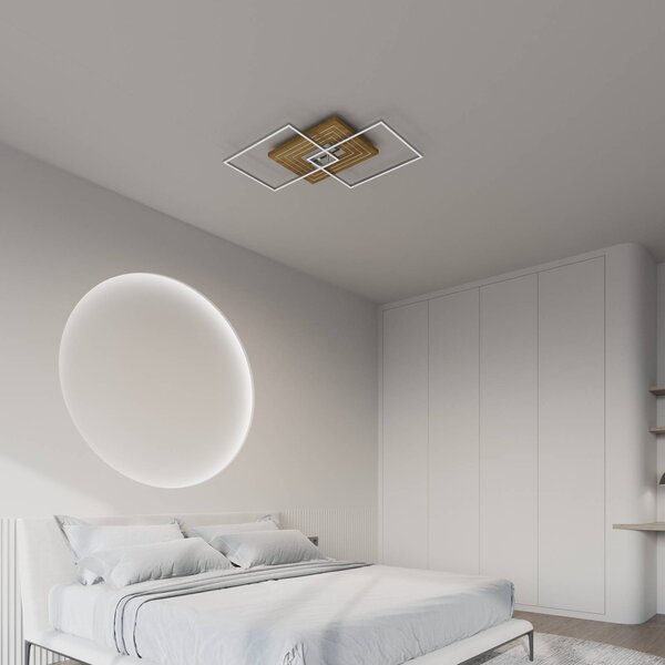 Elobra LED stropní svítidlo Inka L, délka 75 cm, světlé dřevo, stmívatelné, stmívatelný, Světlé dřevo, Obývací pokoj / jídelna, Dřevo, Moderní