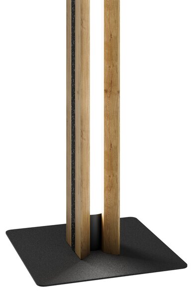 Elobra LED stojací lampa Chile S, dub/granit, výška 152 cm, stmívatelné, stmívatelný, Světlé dřevo, Obývací pokoj / jídelna, Dřevo, Moderní