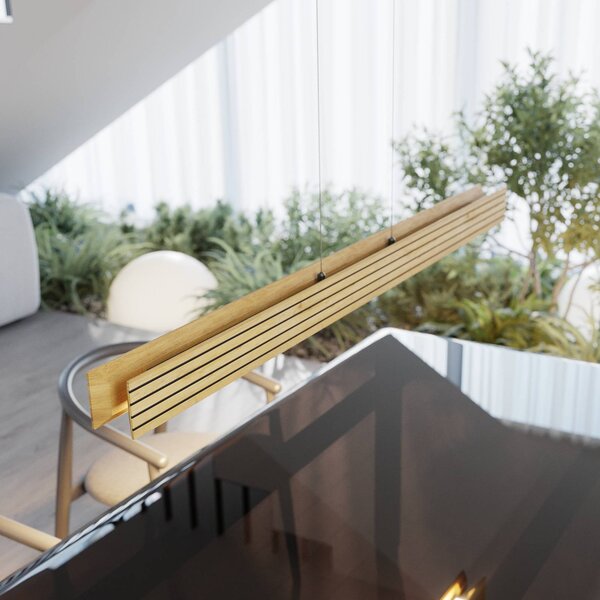 Elobra Závěsné LED světlo Inka, světlé dřevo, stmívatelné, délka 116 cm, stmívatelný, Světlé dřevo, Obývací pokoj / jídelna, Dřevo, Moderní