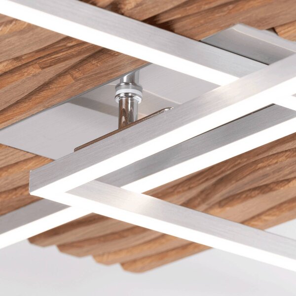 Elobra LED stropní svítidlo Atacama L, dub/kov, dřevo, stmívatelný, Světlé dřevo, Obývací pokoj / jídelna, Dřevo, Moderní