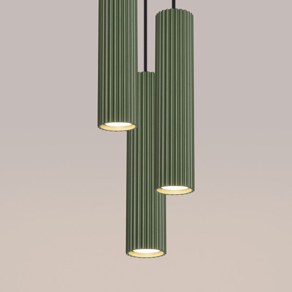 Sollux Lighting Závěsné svítidlo KARBON 3P olivově zelené