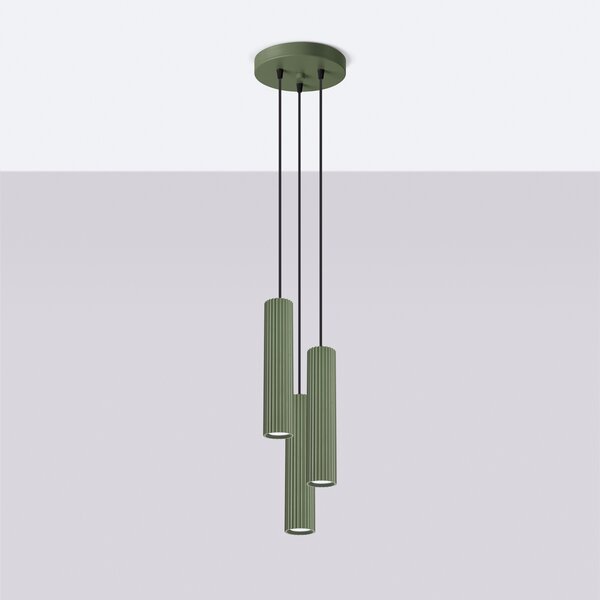 Sollux Lighting Závěsné svítidlo KARBON 3P olivově zelené