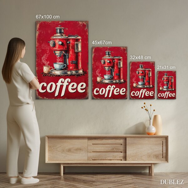 DUBLEZ | Retro dřevěný obraz - Coffee | UV tisk, Premium