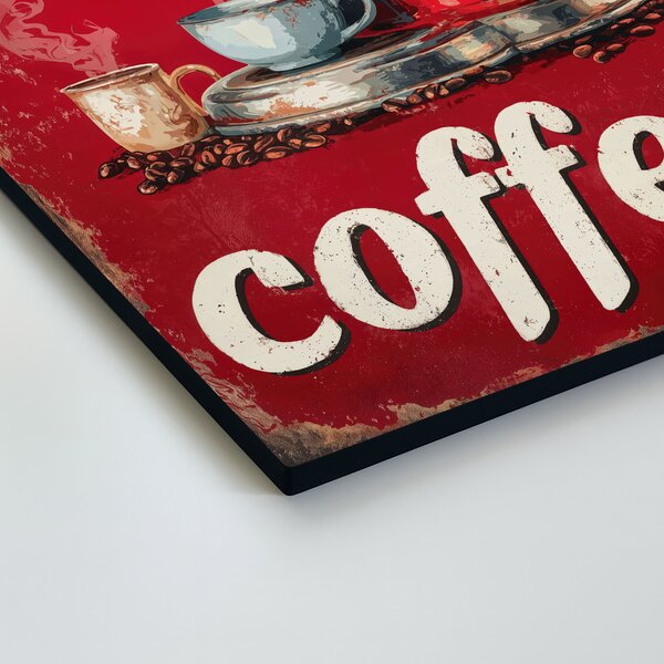 DUBLEZ | Retro dřevěný obraz - Coffee | UV tisk, Premium