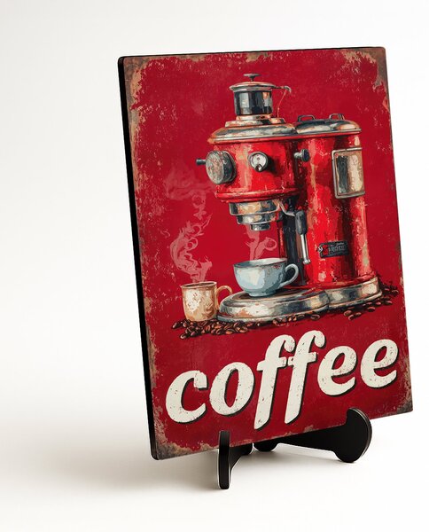 DUBLEZ | Retro dřevěný obraz - Coffee | UV tisk, Premium