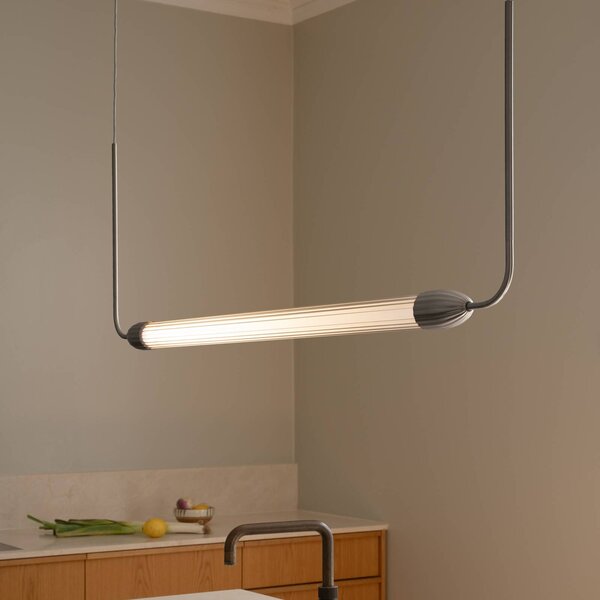 UMAGE Závěsné světlo LEMON SQUEEZE LINEAR, ocel, 138 cm, GU10, stmívatelný, Hliník / šedá / zinek, Obývací pokoj / jídelna, kov, Design