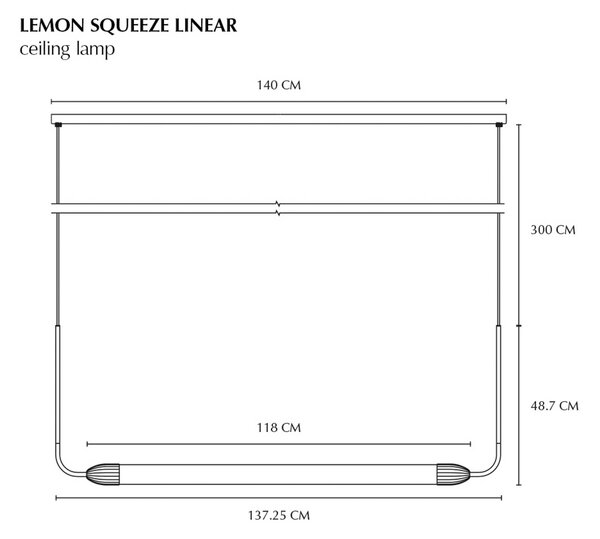 UMAGE Závěsné světlo LEMON SQUEEZE LINEAR, mosaz 138 cm GU10, stmívatelný, Mosaz / zlato, Obývací pokoj / jídelna, kov, Design