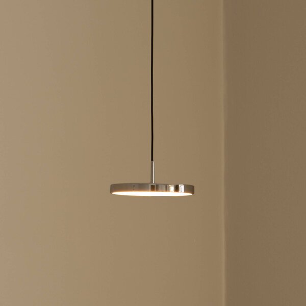 UMAGE Závěsné světlo LED Asteria Micro, leštěná ocel, Ø 15 cm, stmívatelný, Hliník / šedá / zinek, Obývací pokoj / jídelna, kov, Design