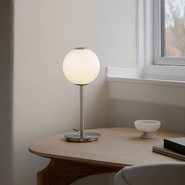 UMAGE LED stolní lampa Audrey, ocelová barva, výška 37 cm, stmívatelný, Hliník / šedá / zinek, Obývací pokoj / jídelna, kov, Design, Koule