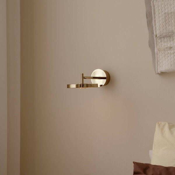 UMAGE LED nástěnné světlo Asteria SHORT HW, leštěná mosaz, 28 cm, stmívatelný, Mosaz / zlato, Obývací pokoj / jídelna, kov, Design, Nástěnné bodové svítidlo