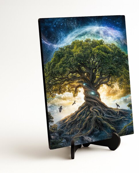 DUBLEZ | Dřevěný obraz stromu života - Yggdrasil | UV tisk, Premium