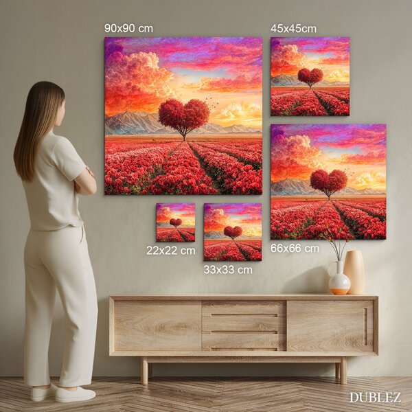 DUBLEZ | Romantický obraz - Strom ve tvaru srdce | UV tisk, Premium