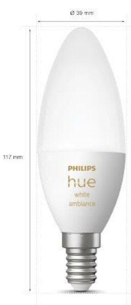 PHILIPS HUE Hue White Ambiance Bluetooth LED žárovka E14 set 2ks 87195143567332 2x4W 2x470lm 2200-6500K