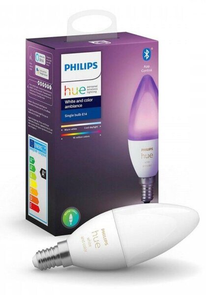 PHILIPS HUE Hue White and Color Ambiance Bluetooth LED žárovka E14 87195143566106W 470lm 2000-6500K RGB