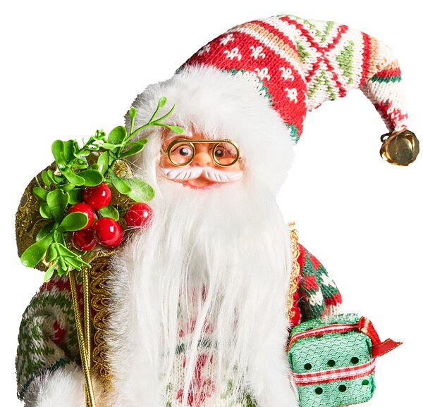 Vánoční dekorace MOSVATN 37 cm Santa Claus Červená/Zelená