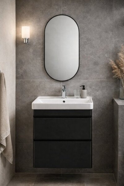 Zrcadlo Lavedo Simple Oval Black 50×80 / 60×90 – černý hliníkový rám | Lavedo by Aplomo Rozměr: 50cm