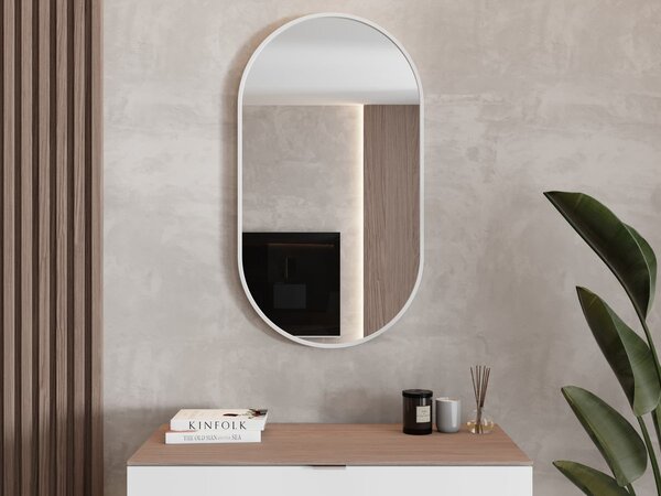 Zrcadlo Lavedo Simple Oval White 50×80 / 60×90 – bílý hliníkový rám | Lavedo by Aplomo Rozměr: 50cm