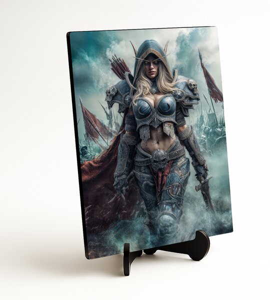 DUBLEZ | Dřevěný obraz z hry WoW - Bojovnice Sylvanas | UV tisk, Premium