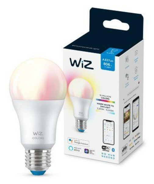 LED Žárovka WiZ Colors 8718699787059 E27 A60 8-60W 806lm 2200-6500K, RGB 16 mil. barev, stmívatelná