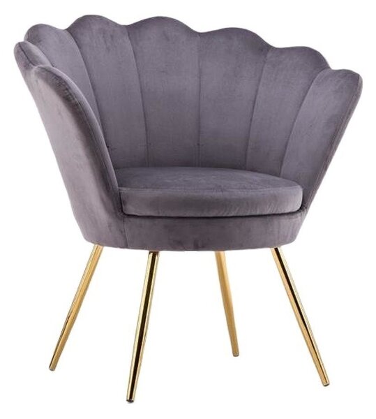 LuxuryForm DESIGN Křeslo FREY VELUR se zlatými nohami - tmavě šedé