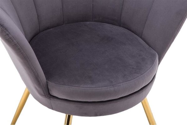 LuxuryForm DESIGN Křeslo FREY VELUR se zlatými nohami - tmavě šedé