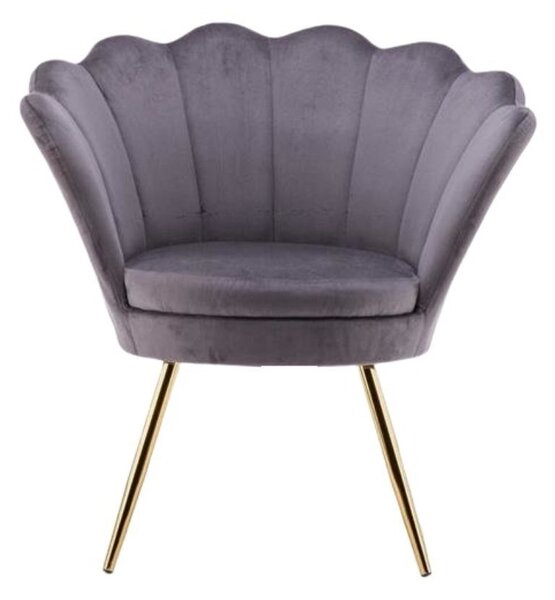 LuxuryForm DESIGN Křeslo FREY VELUR se zlatými nohami - tmavě šedé