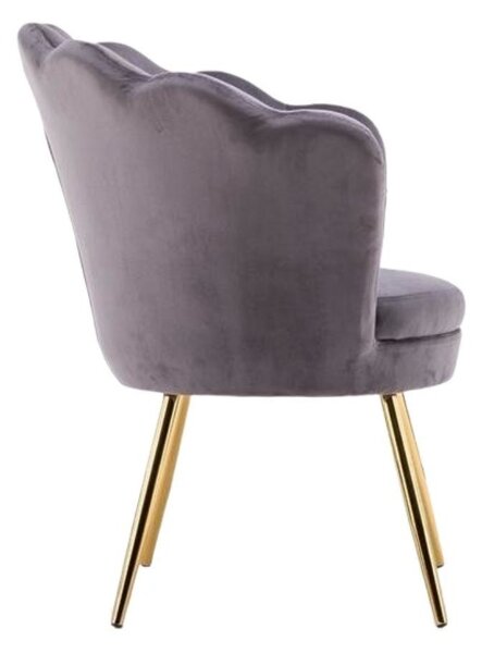 LuxuryForm DESIGN Křeslo FREY VELUR se zlatými nohami - tmavě šedé