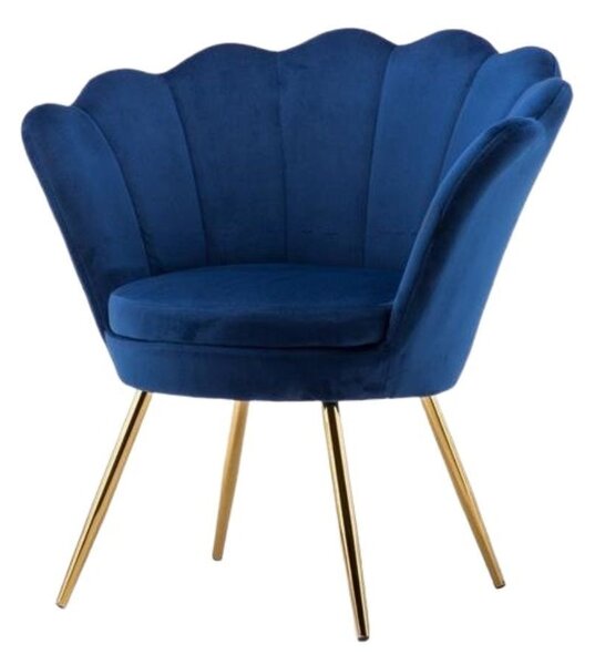 LuxuryForm DESIGN Křeslo FREY VELUR se zlatými nohami - modré