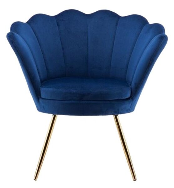 LuxuryForm DESIGN Křeslo FREY VELUR se zlatými nohami - modré