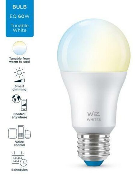 LED Žárovka WiZ Tunable White 8718699787035 E27 A60 8-60W 806lm 2700-6500K, stmívatelná