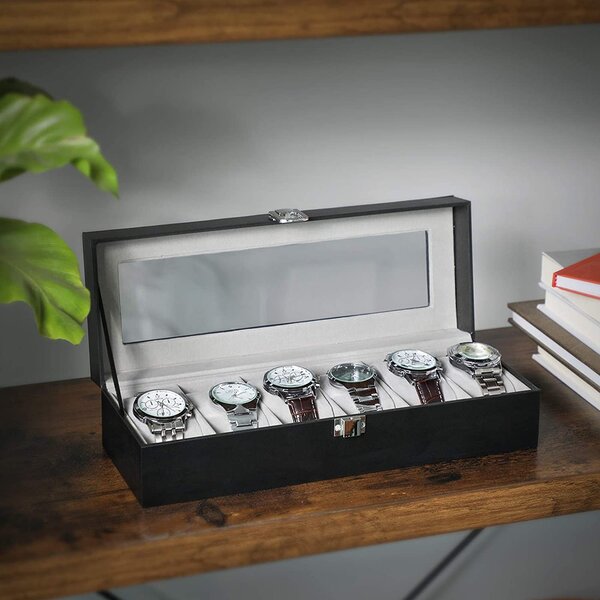 Box na hodinky Watch2, 30x8x11,2 cm, černá/šedá