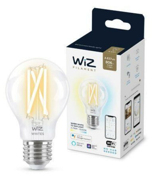 LED Žárovka WiZ Tunable White Filament 8718699787158 E27 A60 6,7-60W 806lm 2700-6500K, stmívatelná