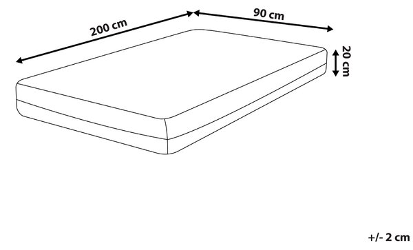 Matrace z paměťové pěny GLEE H2/3 středně tvrdá 90 x 200 cm