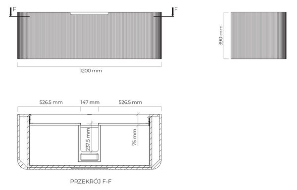 Oltens Hamnes skříňka 120x46x39 cm pod umyvadlo závěsná černá mat 60025300