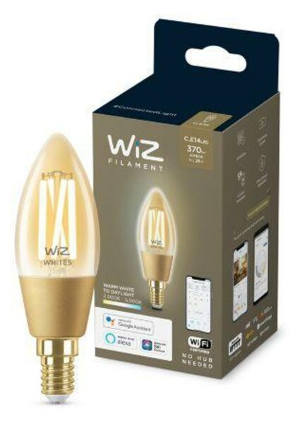 LED Žárovka WiZ Tunable White Filament Amber 8718699787257 E14 C35 4,9-25W 370lm 2000-5000K, stmívatelná