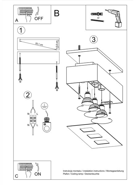 Sollux Lighting Stropní svítidlo MONO 3 černé