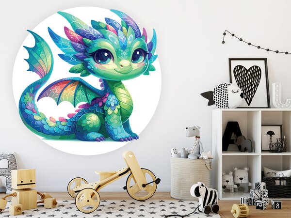 Barevný drak textilní přelepitelná samolepka na zeď arch 75 x 75 cm