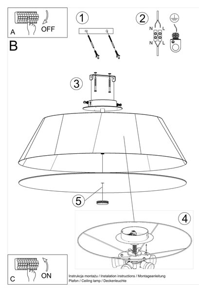 Sollux Lighting Stropní svítidlo VEGA 60 černé